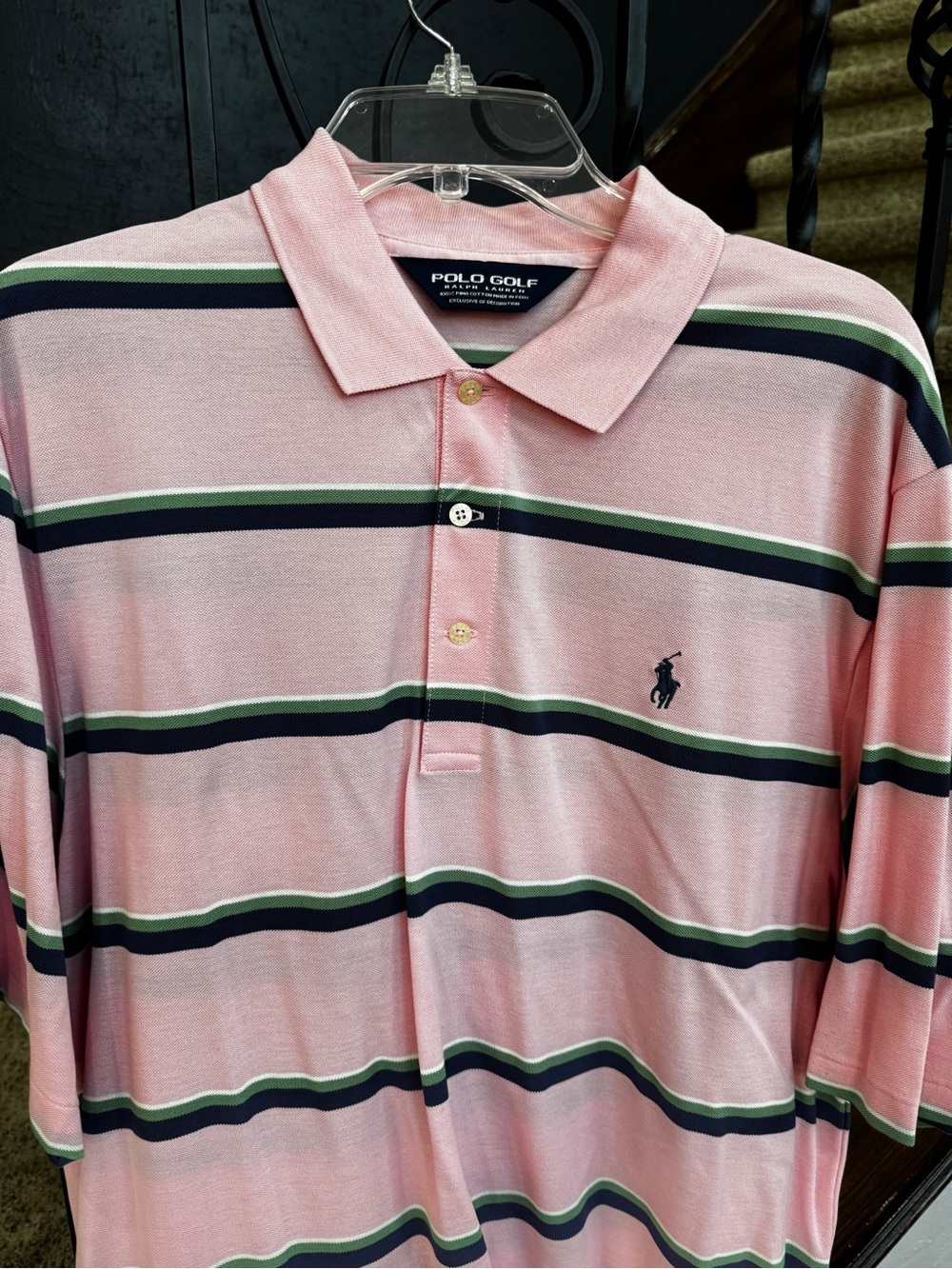 Large Pink Striped Polo Golf Ralph Lauren Shirt